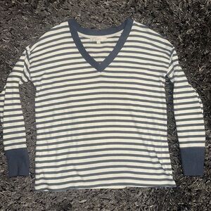LOFT Navy and Cream Cashmere Sweater